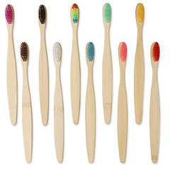 GeekerChip Bamboo Toothbrush,10 Colors Bamboo Toothbrush,Natural Soft Bristles,Ecological and 100% Biodegradable