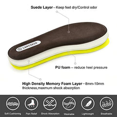 LARGERED Memory Foam Insoles for Men&Women,Cushioning Comfort Shoe Inserts for Work Boots,Walking Boots,Ladies Trainers,Sports Running Shoes,Sneakers,Replacement Support Pads, Brown-W EU36/UK3