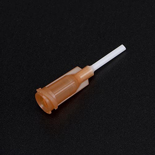 sourcing map 50 Pcs 15G Plastic Dispensing Needles, 1/2 inches PP Glue Needle Tube Blunt Luer Lock Tips with PP Flexible Needle for Liquid Glue Gun, Amber