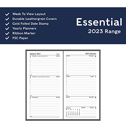 Collins Debden Collins Essential Diary Weekly Pocket Planner 2024 - 2024 Planner Diary, Soft Touch Flexible Cover, Small Pocket Calendar 2024 (Yellow)