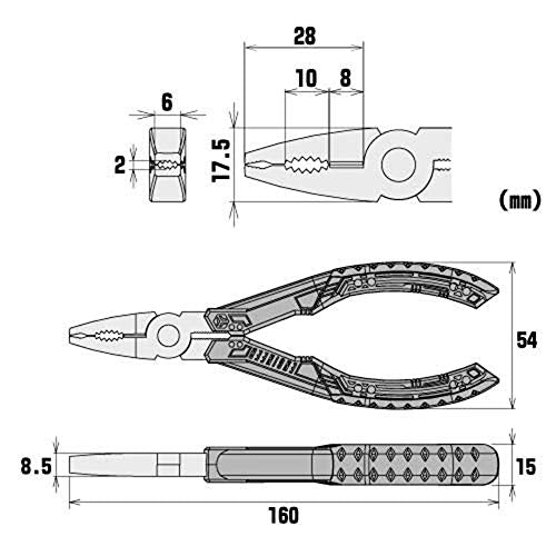 ENGINEER screw removal / extractor gripping pliers (combi style) , with unique non-slip jaws for quickly extracting damaged / stuck screws. pz-58 GT neji-saurus (green grips)