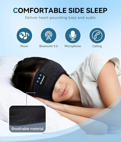 ink-topoint Sleep Headphones Bluetooth Personalised Gadgets Gifts for Men Women,Wireless Headphones Ultra-Soft Sleeping bedheadphones with Microphone,Birthday Gifts for Her Him