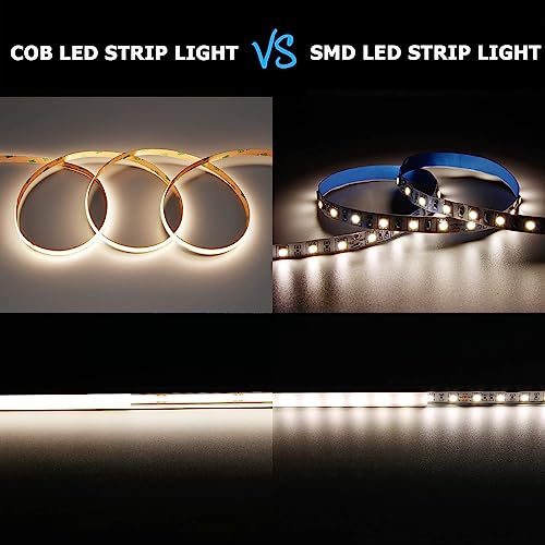 GOMING 10M/32.8ft 24V COB LED Strip Light Waterproof IP65 Natural White 4000K Uniform Glow 3840LEDs CRI 93and Flexible LED Tape Lights for DIY Cabinet Bedroom Kitchen Home Decor(Strip Only)