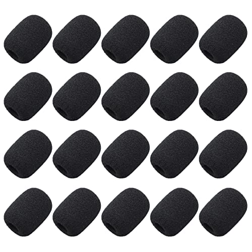 Allbor 20 Pcs Foam Microphone Windscreen Mini Sponge Microphone Covers Mini Headset Microphone Windscreens Windscreen Foam Mic Cover for Small Lapel and Headset Microphones, Black