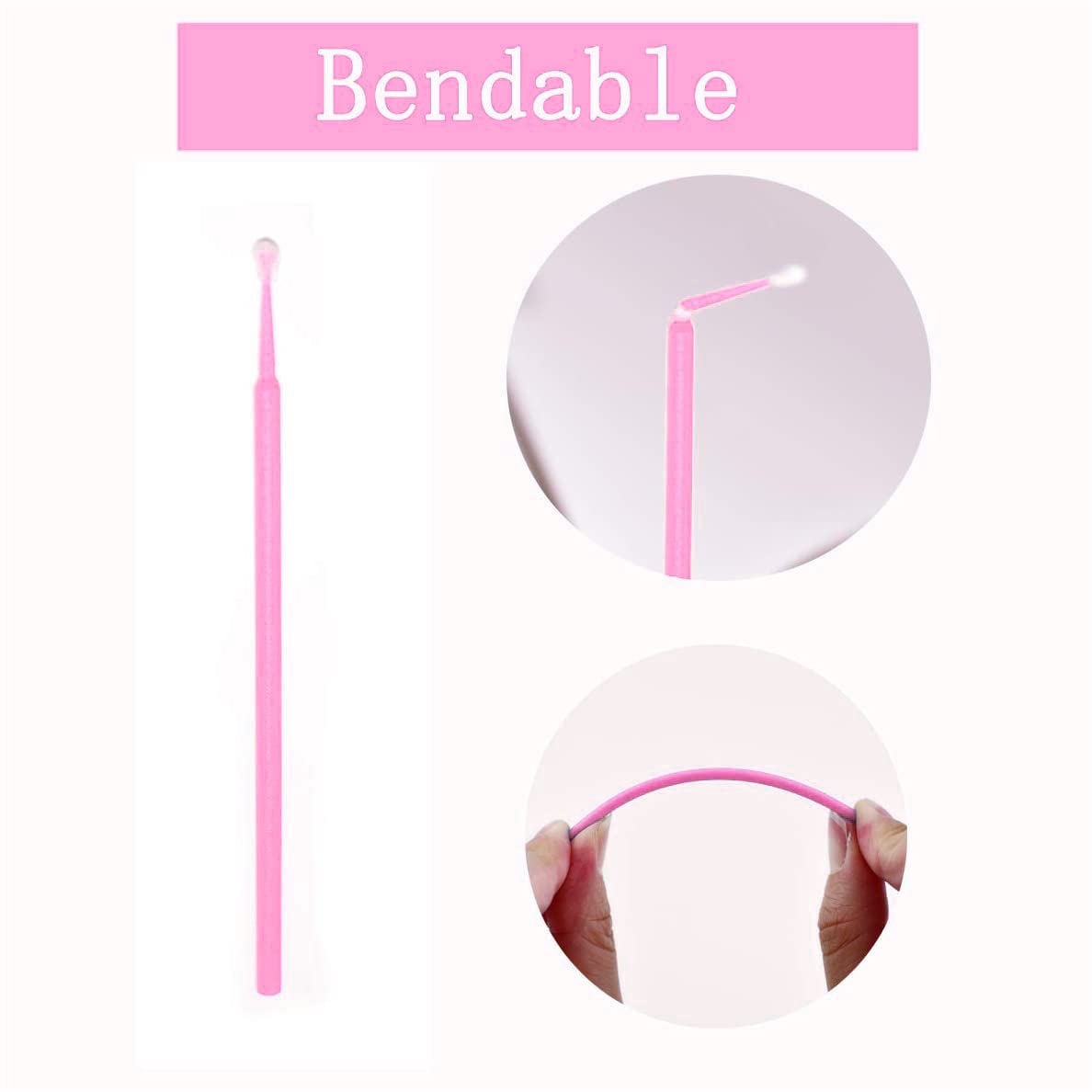 400 pcs Micro Applicator Brushes Mascara Wands Eyelash Brush for Eyelash Extensions (pink)