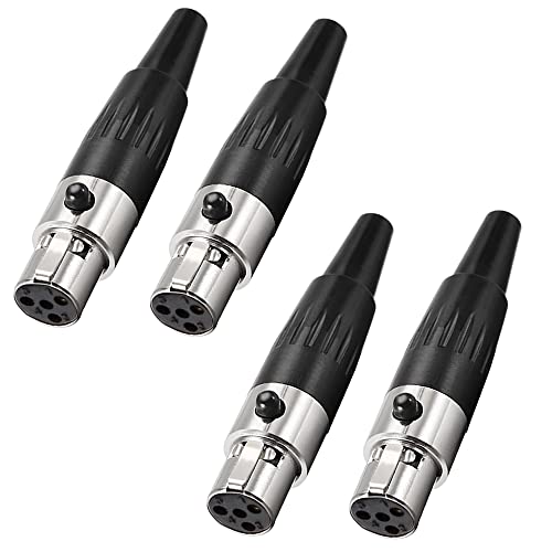 XMSJSIY 4Pin Mini XLR Connector TA4F Adapter Female Plug Mic Microphone Audio Connector,Mini XLR Cable Ends Replacement F-Plug Audio Socket-4PCS