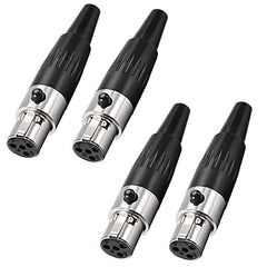 XMSJSIY 4Pin Mini XLR Connector TA4F Adapter Female Plug Mic Microphone Audio Connector,Mini XLR Cable Ends Replacement F-Plug Audio Socket-4PCS