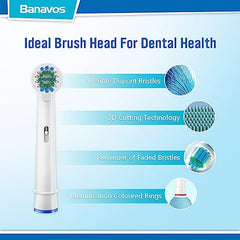 Banavos Replacement Toothbrush Heads Classic Round Brush Heads Replacement Refills Compatible with Braun Oral B Electric Rechargeable Toothbrushes, 12 Pack with 4 Hygienic Caps