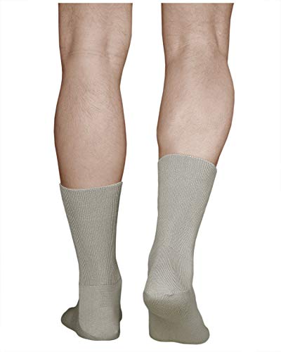 vitsocks Men's Extra Wide Loose Fitting Diabetic Socks (3 PAIRS) Swollen Feet Ankles Legs, beige, 6-7.5