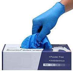 Surgicals Powder Free Nitrile Gloves, Food Grade,Hand Gloves - 100 Count - Blue (100, Medium)