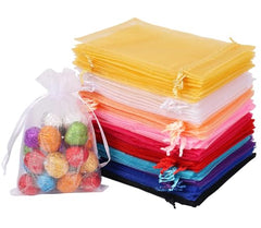 HRX Package Organza Bags, 100pcs 100x15cm 10 Assorted Color Medium Jewellery Gift Bags Confetti Bags for Wedding Party Favour Bags Valentine Day Festival