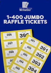 Jumbo Raffle Tickets - Extra Large - 1-400 Cloakroom Tickets - Choose Your Colour (Yellow)