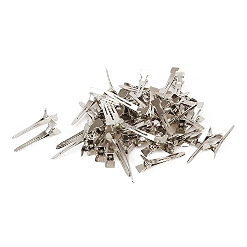 Beayuer 60 Pieces Duck Bill Hair Clips, 1.75 Inch Rustproof Metal Alligator Curl Clips with Holes for Hair Styling, Hair Coloring, Thick Hair Sectioning, Salon, Bows DIY, Silver (60Pcs, 1.75in Silver)