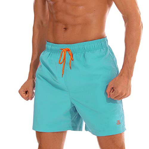 JustSun Mens Swimming Shorts with Pockets Waterproof Quick Dry Swimming Trunks Swim Shorts Men Summer Casual Board Shorts with Mesh Lining Blue M