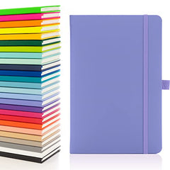 Notes London Eco A5 Notebook with Lined Pages, Pen Loop, Ribbon, Date Marks and Paper Pocket, Medium Hardback Journal, Note, sustainably sourced paper (Pastel Purple)