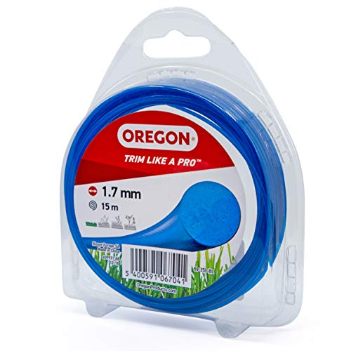 Oregon String Trimmer Line, Replacement Nylon Strimmer Wire for Grass Trimmers & Brushcutters, DIY & Gardening, Universal Fit, All Purpose, Round Cord, 1.7mm x 15m Spool, Blue (69-350-BL)