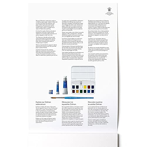 Winsor and Newton Watercolour Paper Pad, A4, 12 Sheets, 300 g/m�, Glue Bound, Cold Pressed, Acid , Mixture of 25 Percent Cotton and Cellulose Fibres, Natural White