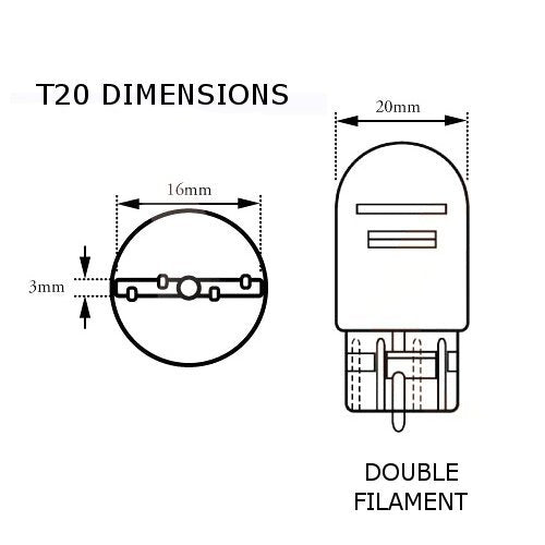 2 x DRL / Daytime Running Light / Sidelight T20 W21/5W 580 7443 Clear Glass Car Bulbs