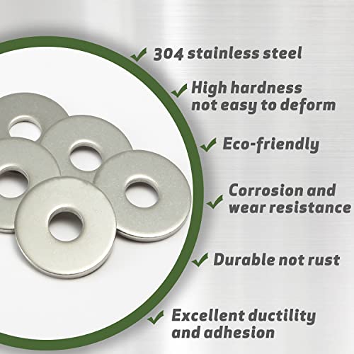 M12 Washers, M12 x 40mm Metal Flat Penny Washers Thickness 2.5mm- A2 304 Stainless Steel Washers (5 Pack),AMLOOPH Large OD Plain Wide Metal Washers, Round Flat Spacer Repair Washer For Screws Bolts