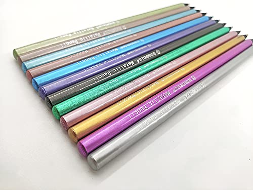 Madeki 12 Metallic Colouring Pencils, Colouring Pencils for Adults,Assorted Colors Wooden Pencil Set for Kids Artists Beginner,Sketching/Adult Colouring Books.