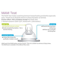 MAM Cross-Cut Teats, Suitable for 6and Months, Bottle Teats with SkinSoft Silicone, Fits all MAM Baby Bottles, Baby Feeding Essentials, Pack of 2