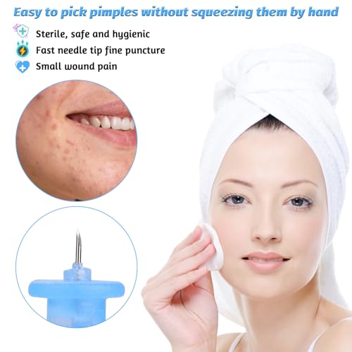 WLLHYF 60 Pcs Blackhead Blemish Remover ABS Blue Tool Comedone Removal Whitehead Blackhead Remover Set Professional Pimple Popper Needle Remover Tools for Beauty Salon Home