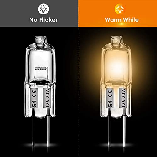 G4 Halogen Bulbs, 12 Pcs 10W 12V Halogen Light Bulbs 2 Pin Clear Capsule Lamp Bulb, Halogen-Pin-Base-Lamp Warm White Light Clear Capsule for Cooker Lighting, Signal Lights, Track Lighting (12)