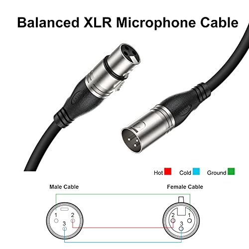 EBXYA XLR Cable Microphone Cable 3M 2Pack - Premium 3-Pin Balanced XLR Male to Female Mic Cable DMX Cable XLR Patch Cords