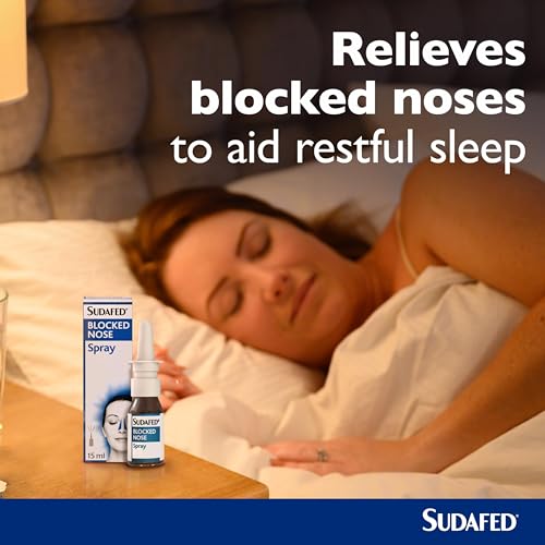 Sudafed Blocked Nose Spray, Relief from Congestion Caused by Head Cold and Allergies, Sinusitis, Helps Clear The Nasal Passage, Lasts Up to 10 Hours and Gets to Work in 2 Minutes, 15 Ml