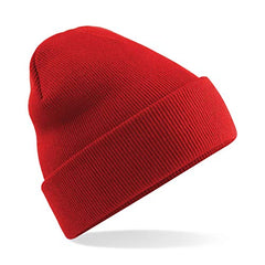 MKR Beanie Hat Men’s Women’s Unisex Warm Soft Knit Cuffed Winter Hat - Bright Red