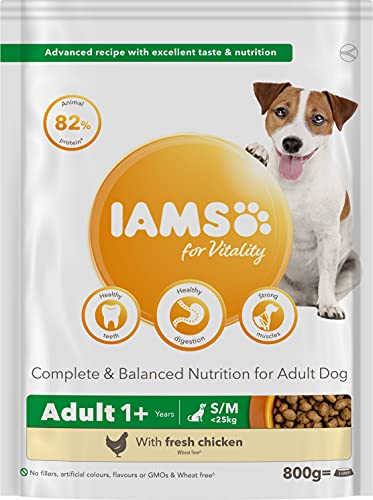 IAMS Complete Dry Dog Food for Adult 1and Small and Medium Breeds with Chicken 800 g (Pack of 2)