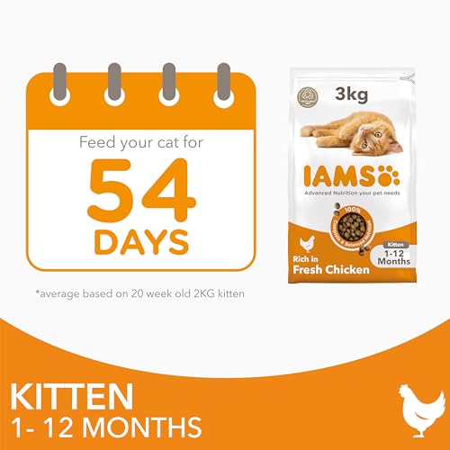 IAMS for Vitality Dry Kitten Food with Fresh Chicken, 3 kg, Packaging may vary