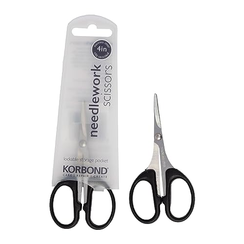 Korbond Needlework 4 Inch (10cm) – Soft Grip Professional, Household, Fabric, Paper Scissors. Ambidextrous – for Right & Left Handed