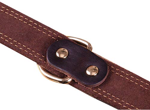 SLZZ Premium Real Genuine Leather Dog Collar/Soft Touch Heavy Duty Genuine Leather/Adjustable Perfect for Male Female Small X-Small Dogs-Brown-XS