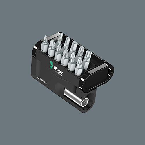 Wera Bit-Check 12 Metal 1 General Purpose bit set for drill/drivers, Metal jointing PZ,PH,Hex-Plus,TX 12 piece, 05057424001