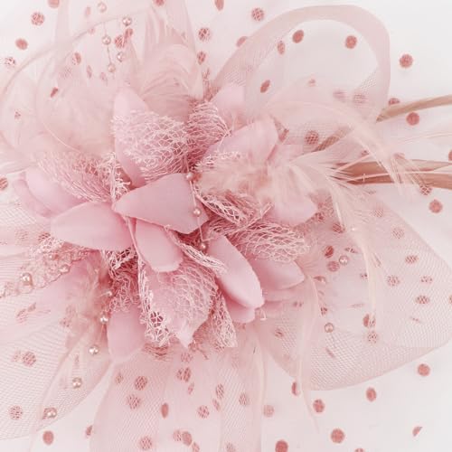 DRESHOW Fascinators Hat Feather Headband Women's Fascinators Tea Party Headwear with Clip Flower Head Band for Girls & Women