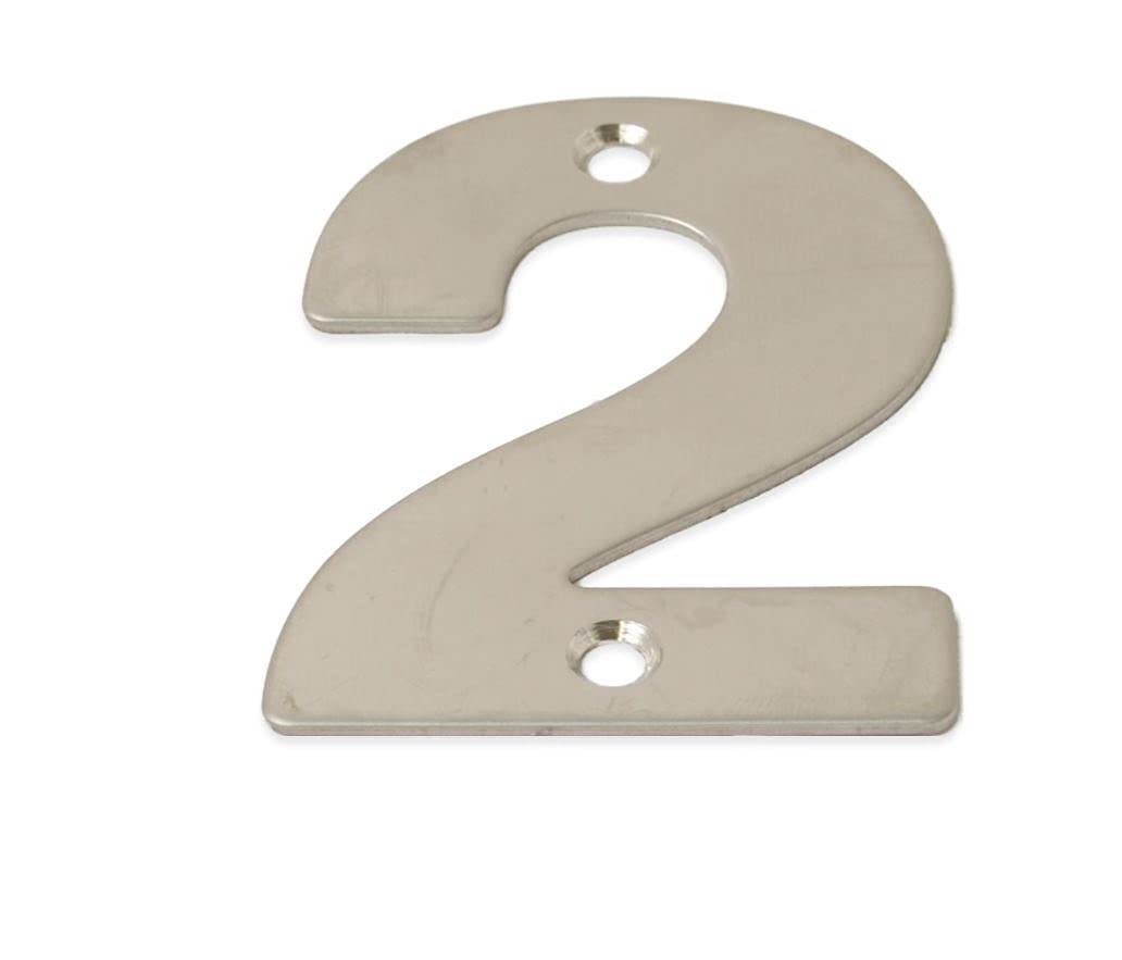 SISI UK® Stainless Steel Front House Door Numbers with Brushed Finish 3'' with Screws (Number2)