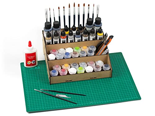 PROSCALE Paint Rack for model paints. Hobby craft Citadel Vallejo Tamiya Army paint rack stand Portable paint holder organiser Miniature warhammer paint storage Stand Model painting station (Model B)