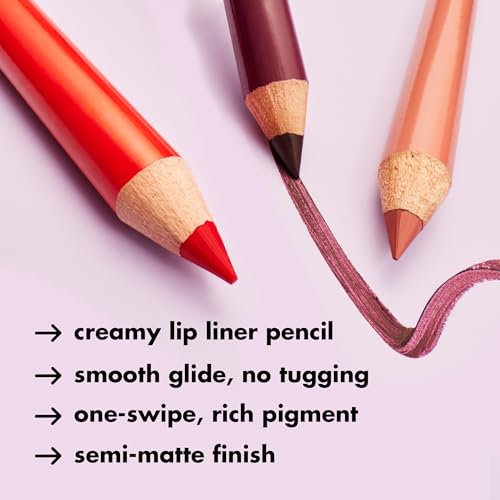 e.l.f. Cream Glide Lip Liner, Shape & Sculpt Lips, High-Pigment Pencil, Semi-Matte Finish, Vegan & Cruelty-Free, Pinky Swear