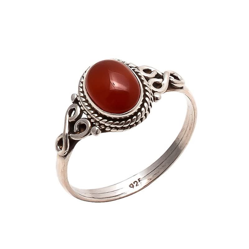 Carnelian Stone Ring 925 Sterling Silver Statement Ring For Women Size UK O Natural Gemstone Ring Handmade Ring Christmas Gifts Ring Jewelry