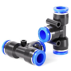 TAILONZ PNEUMATIC 12mm OD Tee Plastic Push to Connect Fittings 3 Ways Tube Connect Push Fit Push Lock PE-12 (Pack of 2)