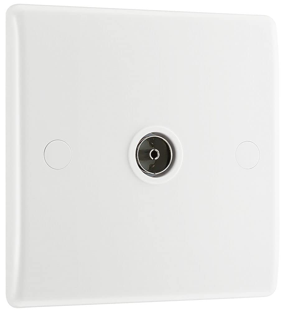 BG Electrical 860-01 Single Co-Axial Socket, White Moulded, Round Edge