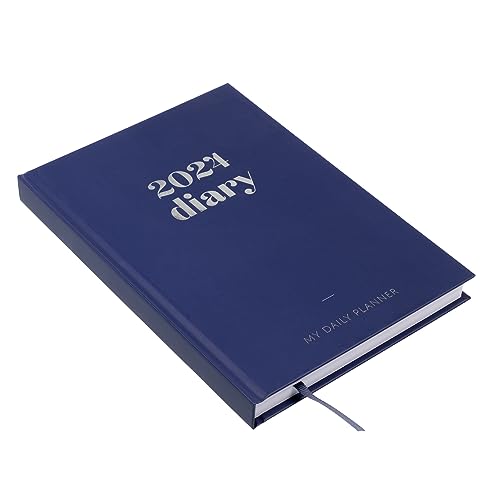 Invero 2024 Page A Day A5 Hardback Diary - Jan 2024 to Dec 2024 Planner Organizer Calendar with Hour Intervals & Worldwide Travel and Metric Information - Blue