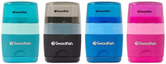 Swordfish ‘Twin Combo’ Double-Hole Pencil Sharpener and Eraser [Pack of 1] Assorted Colours [40296]