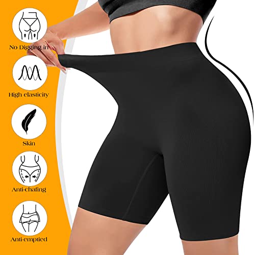 AURUZA 4pcs Anti Chafing Shorts Women, Seamless Slip Shorts Comfortable Chub Rub Underwear for Dresses Skirts Running Cycling Walking Yoga Everyday Wear (Black Nude White Pink, L)