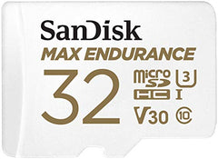 SanDisk 32GB MAX ENDURANCE microSDHC card for IP cams & dash cams and SD adapter up to 15,000 Hours Full HD / 4K videos up to 100 MB/s UHS-I Class 10 U3 V30