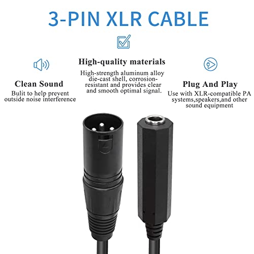 QIANRENON XLR male to 1/4 inches Female Balance Cable Adapter TRS 6.35mm to XLR 3 Pin Mono Audio Connect Convert Interconnect Cable 36cm/14.2in