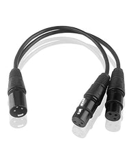 BRIEFCEC XLR Splitter Cable, Microphone Y Cable XLR Male to Dual XLR Female 3 Pin Jack Splitter Cord Audio Adapter, Zinc Alloy Jack OFC Copper Cable(1 Male to 2 Female, 30CM, Black)