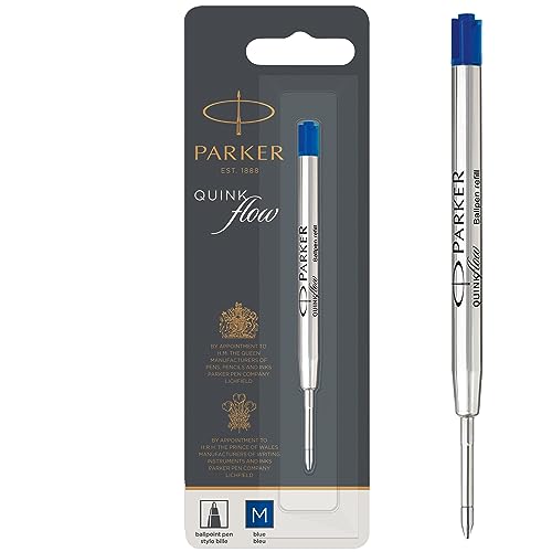 Parker Ballpoint Pen Refill   Medium Point   Blue QUINKflow Ink   1 Count