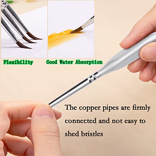 Fine Tip Detail Paint Brush Set 10pcs Artist Professional Miniature Paint Brushes for Acrylic Watercolor Oil Painting (10 packs silver)